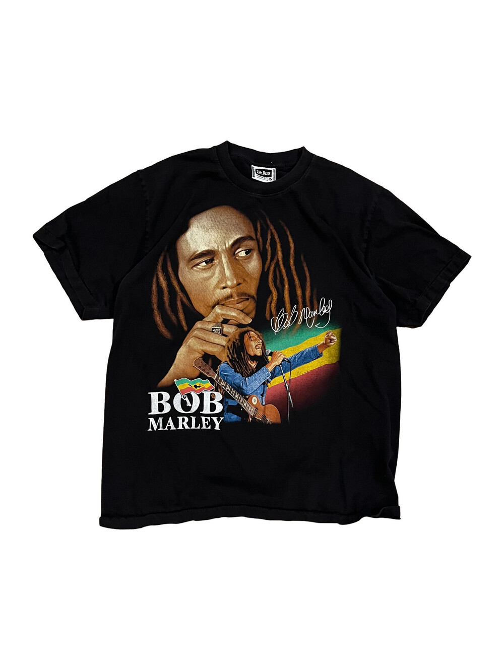 Vintage The Roxx Mens T Shirt XL Bob Marley Signature Black Cotton Crew Neck